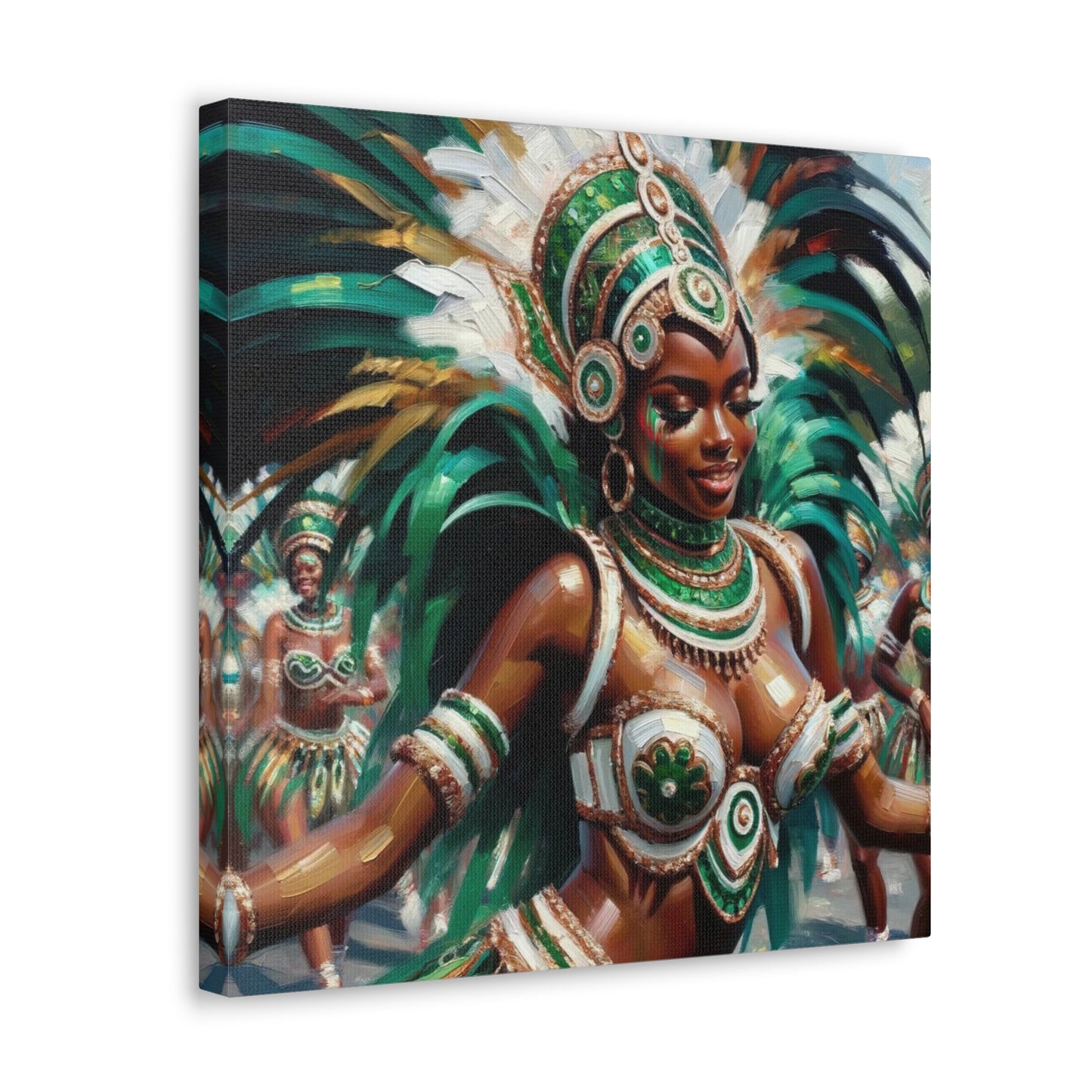 Art Print, Trini Masquerader, Carnival, Oil Finish, West Indian Ethnicity, Cultural, Heritage, Afro Caribbean Woman, Canvas Gallery Wrap