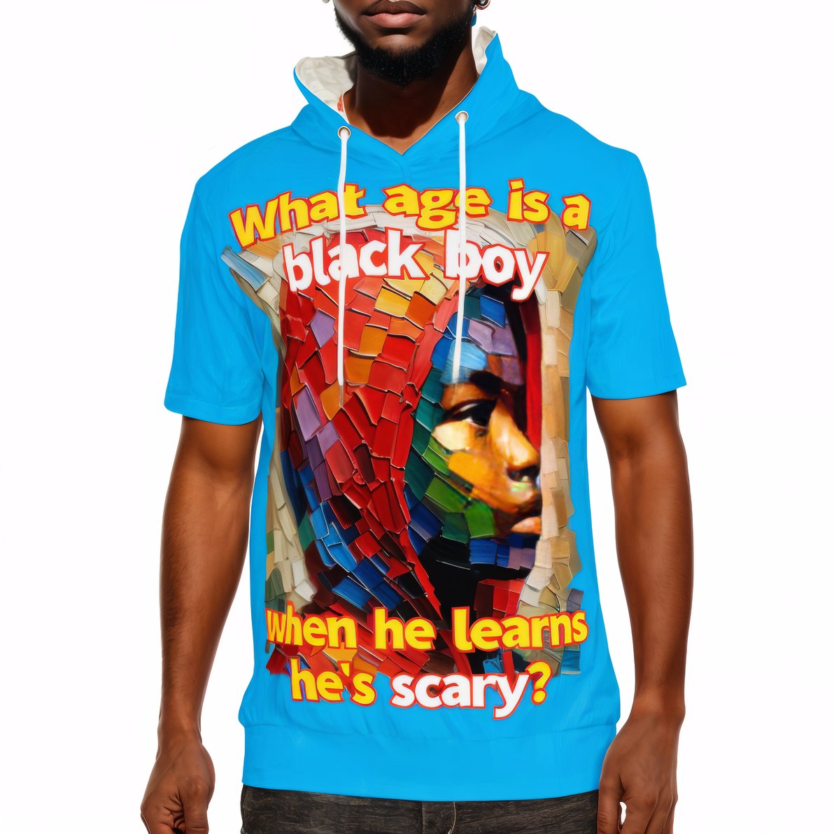 Men’s Cotton Hooded T-Shirt "What Age Is a Black Boy..."