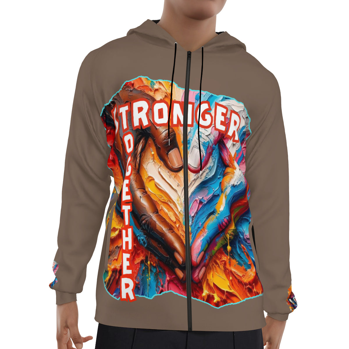 Men's Lightweight Zip Up Hoodie | Polyester "Stronger Together"