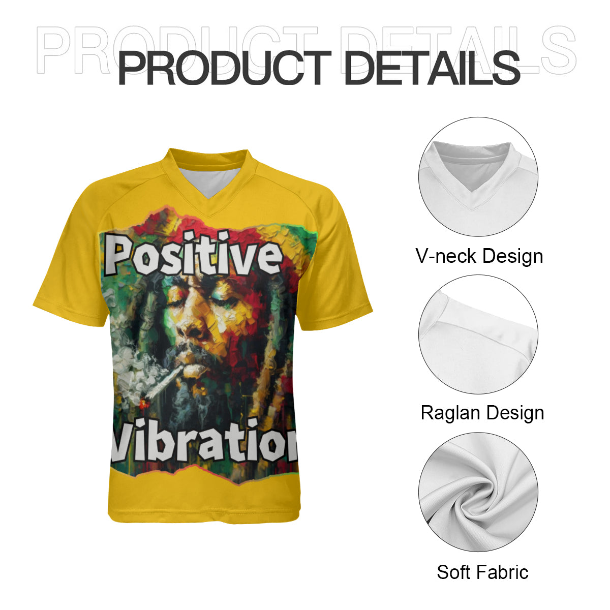 Men's V-Neck Polyester T-Shirt "Positive Vibration"