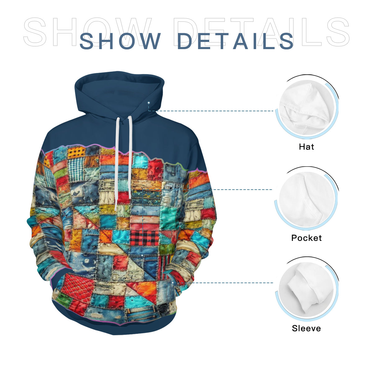 Men’s Adult Hoodie Set with Double-Layer Hood "Patchwork Print"