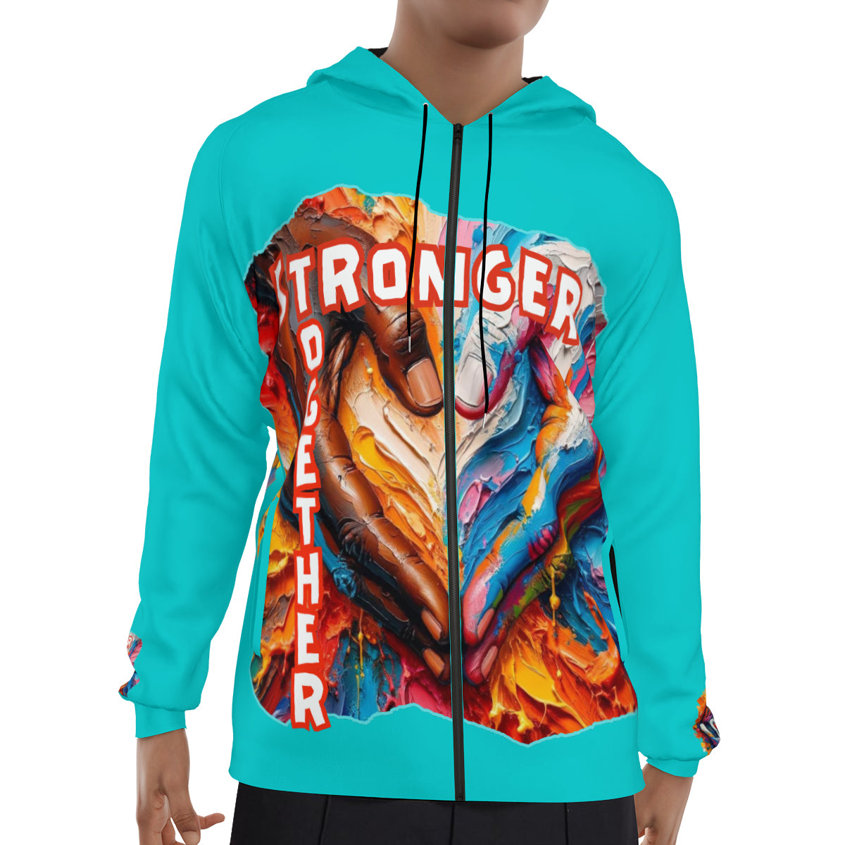 Men's Lightweight Zip Up Hoodie | Polyester "Stronger Together"