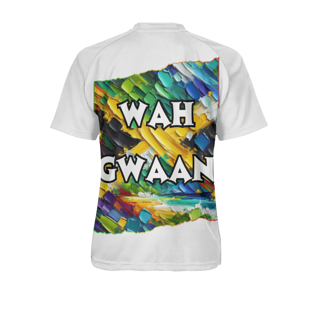 Men's V-Neck Polyester T-Shirt "Bless Up, Wah Gwaan"