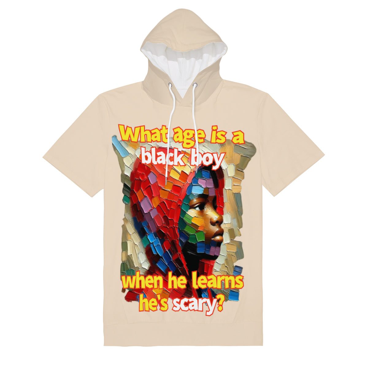 Men’s Cotton Hooded T-Shirt "What Age Is a Black Boy..."