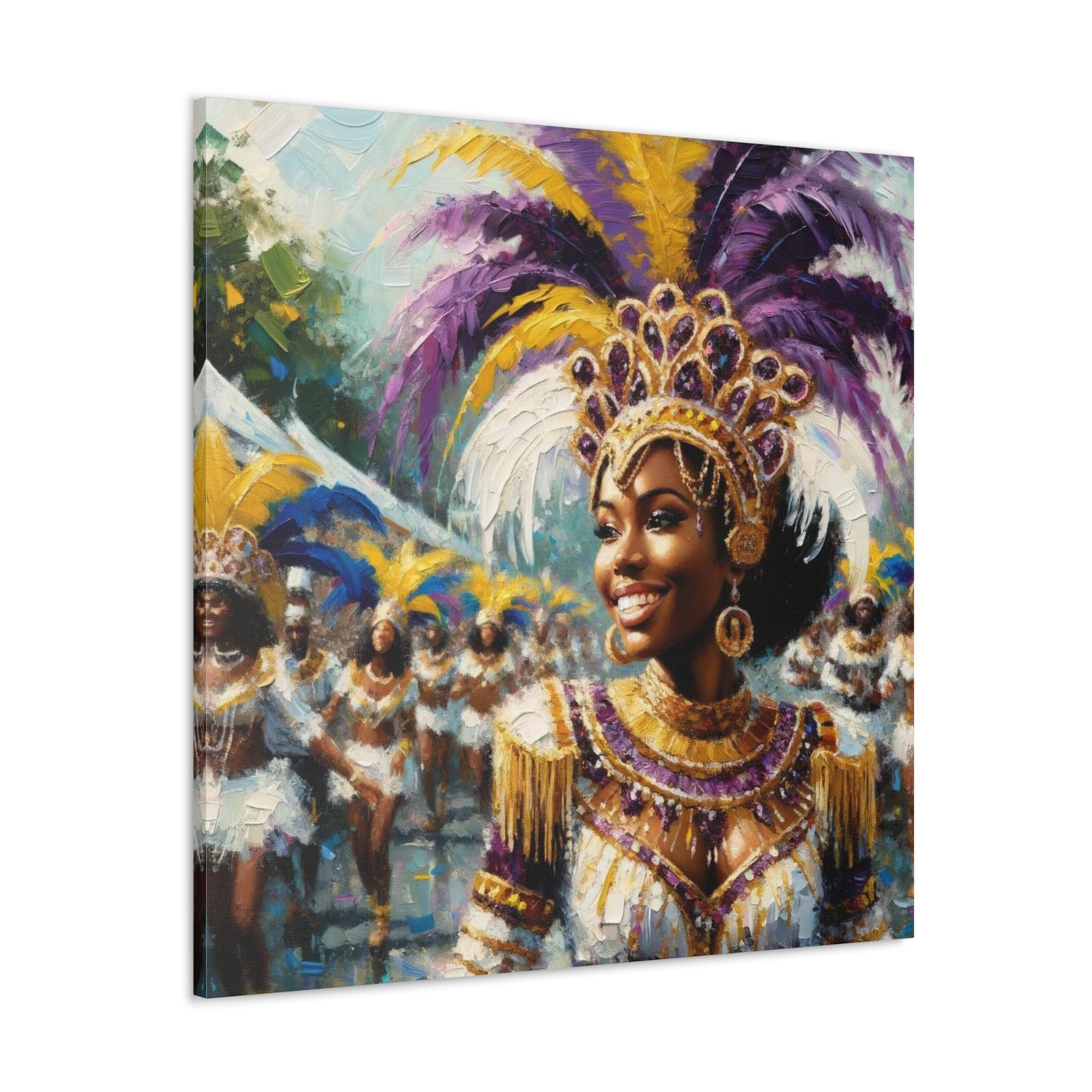 Art Print#8 of Trini Masquerader, Carnival, Oil Finish, West Indian Ethnicity, Cultural, Heritage, Art, Black Woman, Canvas Gallery Wraps