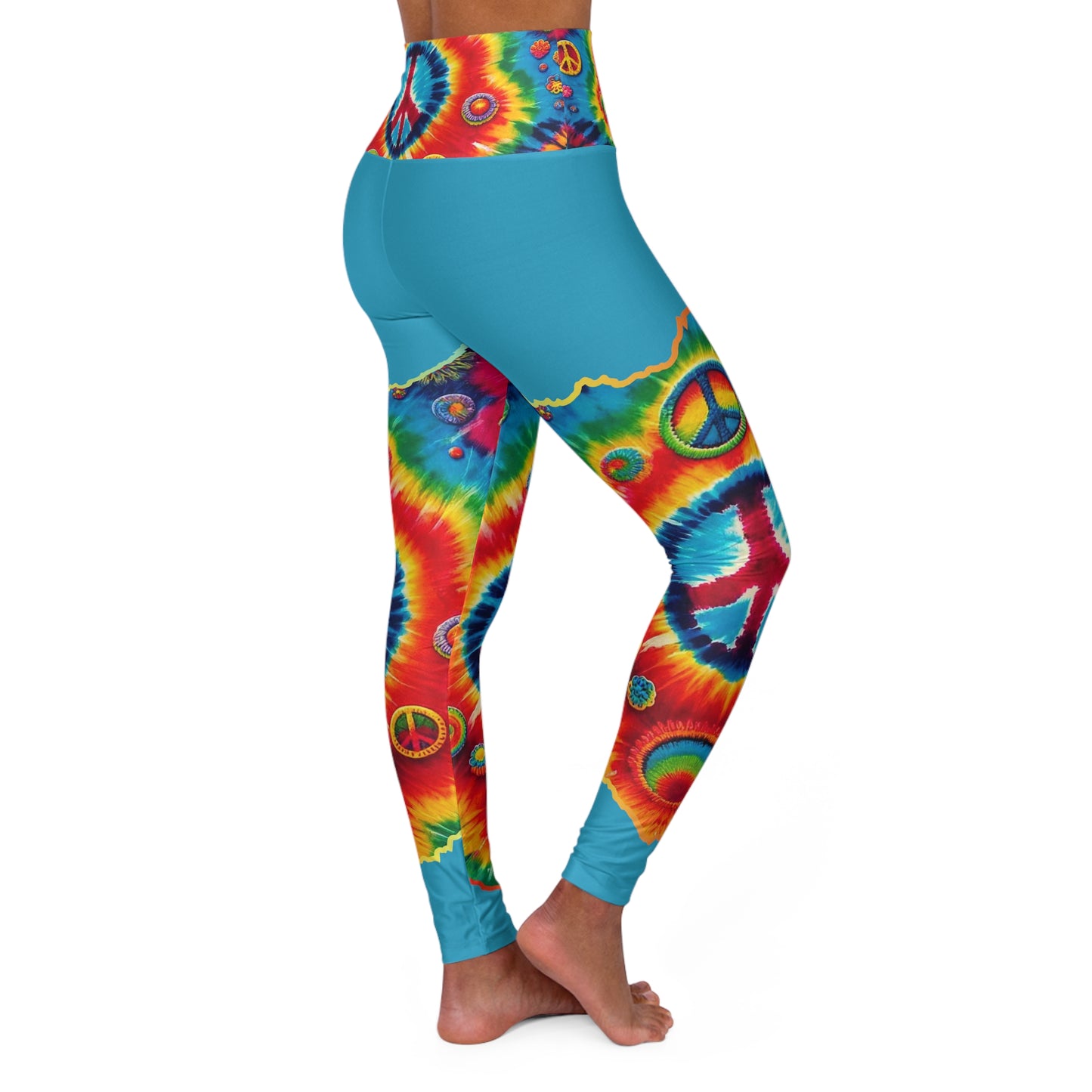 High Waisted Yoga Leggings (AOP) Abstract "Peace" Print