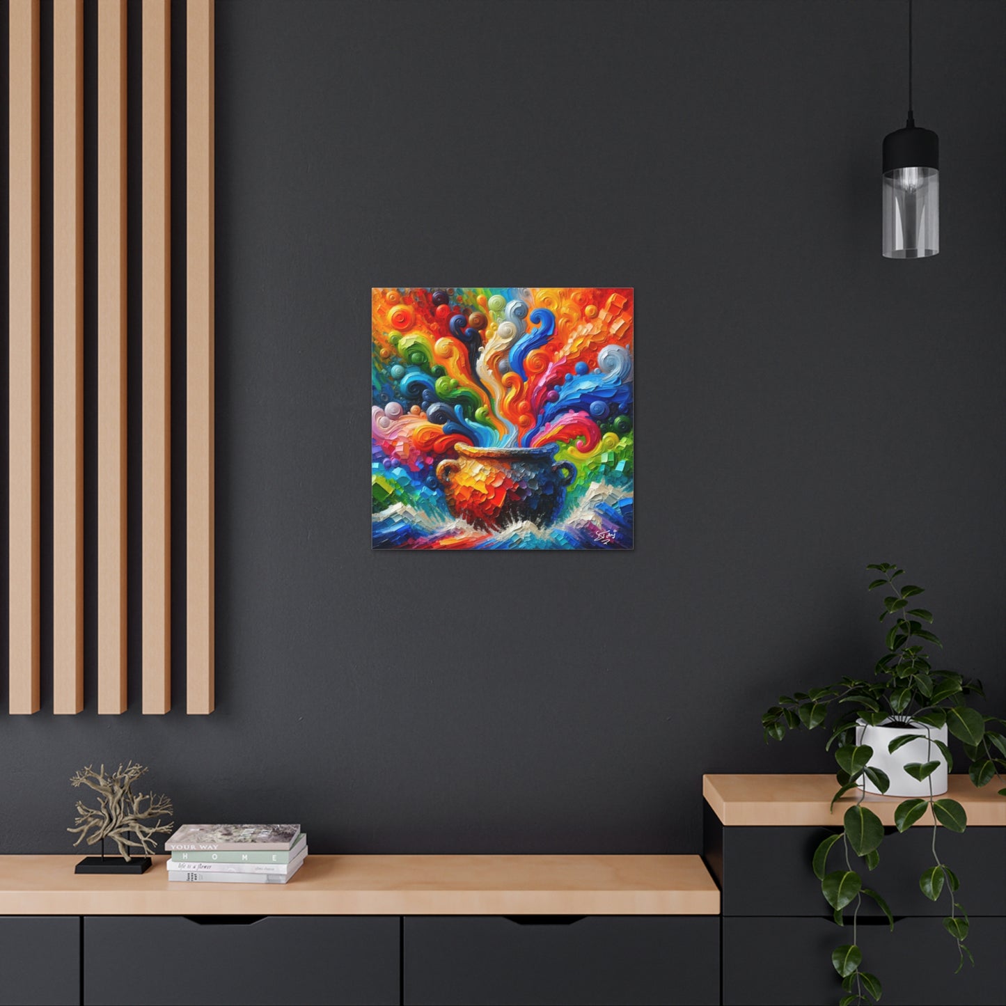 Art Print, Caribbean Melting Pot, Abstract, Oil Finish, Unity, One Love, Semi-Abstract, Canvas Gallery Wrap