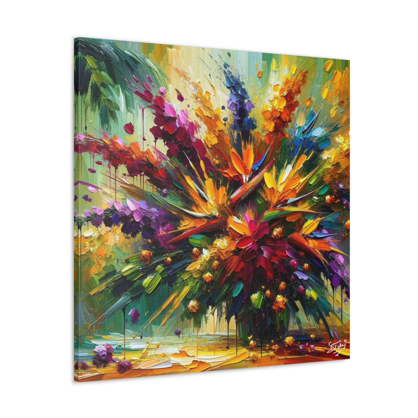 Art Print of Caribbean Bouquet, Oil Finish, West Indian Art, Canvas Gallery Wraps