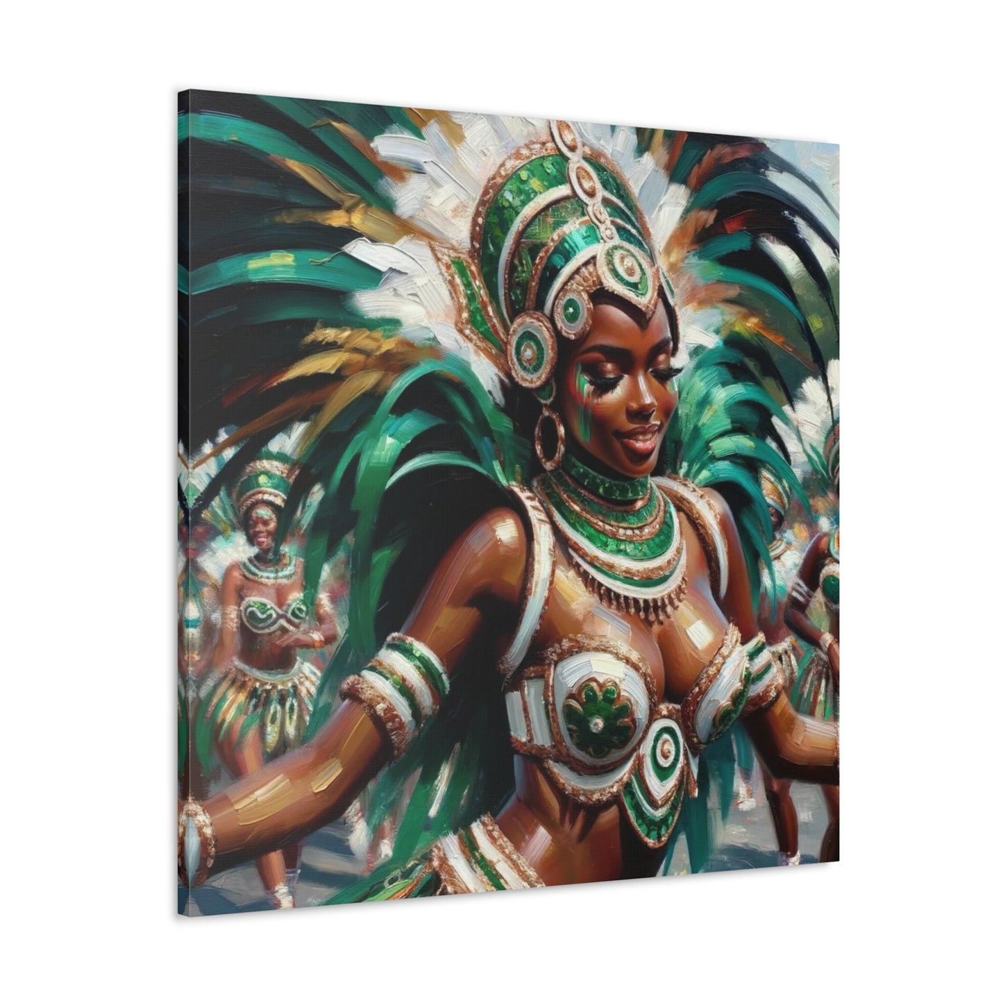 Art Print, Trini Masquerader, Carnival, Oil Finish, West Indian Ethnicity, Cultural, Heritage, Afro Caribbean Woman, Canvas Gallery Wrap