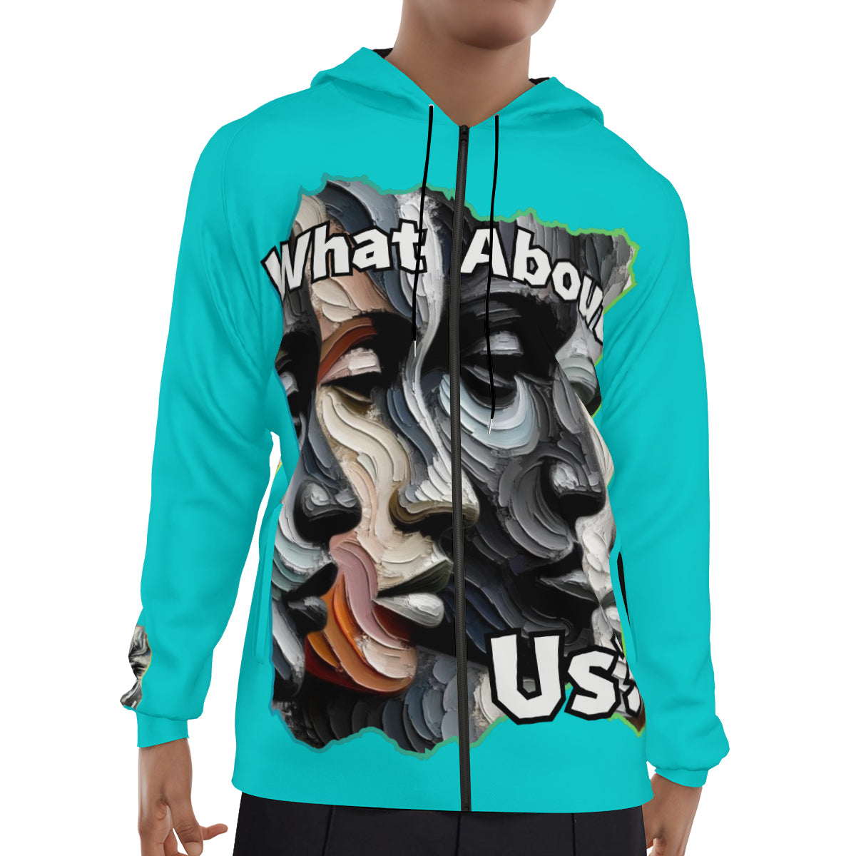 Men's Lightweight Zip Up Hoodie | Polyester "What About Us"