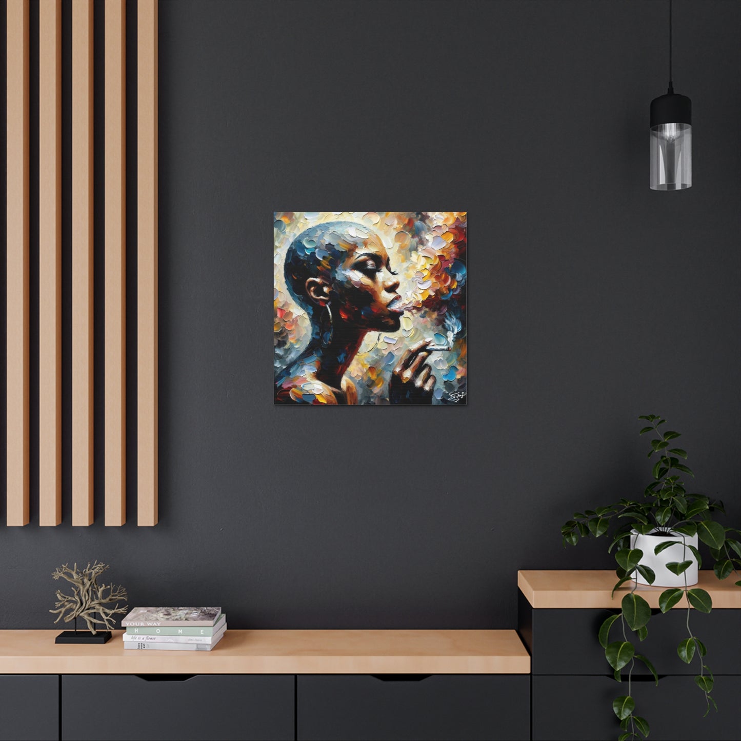 Art Print, Afro-Caribbean Woman, "Confident" Oil Finish, West Indian Ethnicity, Cultural, Heritage, Abstract, Canvas Gallery Wrap