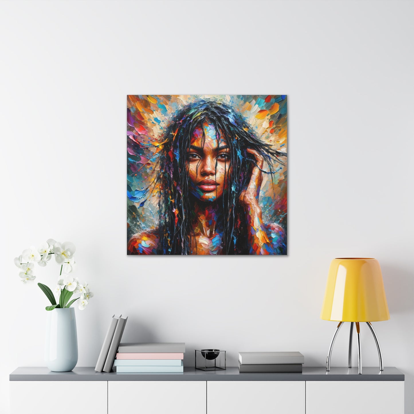 Art Print#6 of Trini Woman - Chilling in the Caribbean Sea, Oil Finish, West Indian Ethnicity, Cultural, Heritage Art, Canvas Gallery Wraps