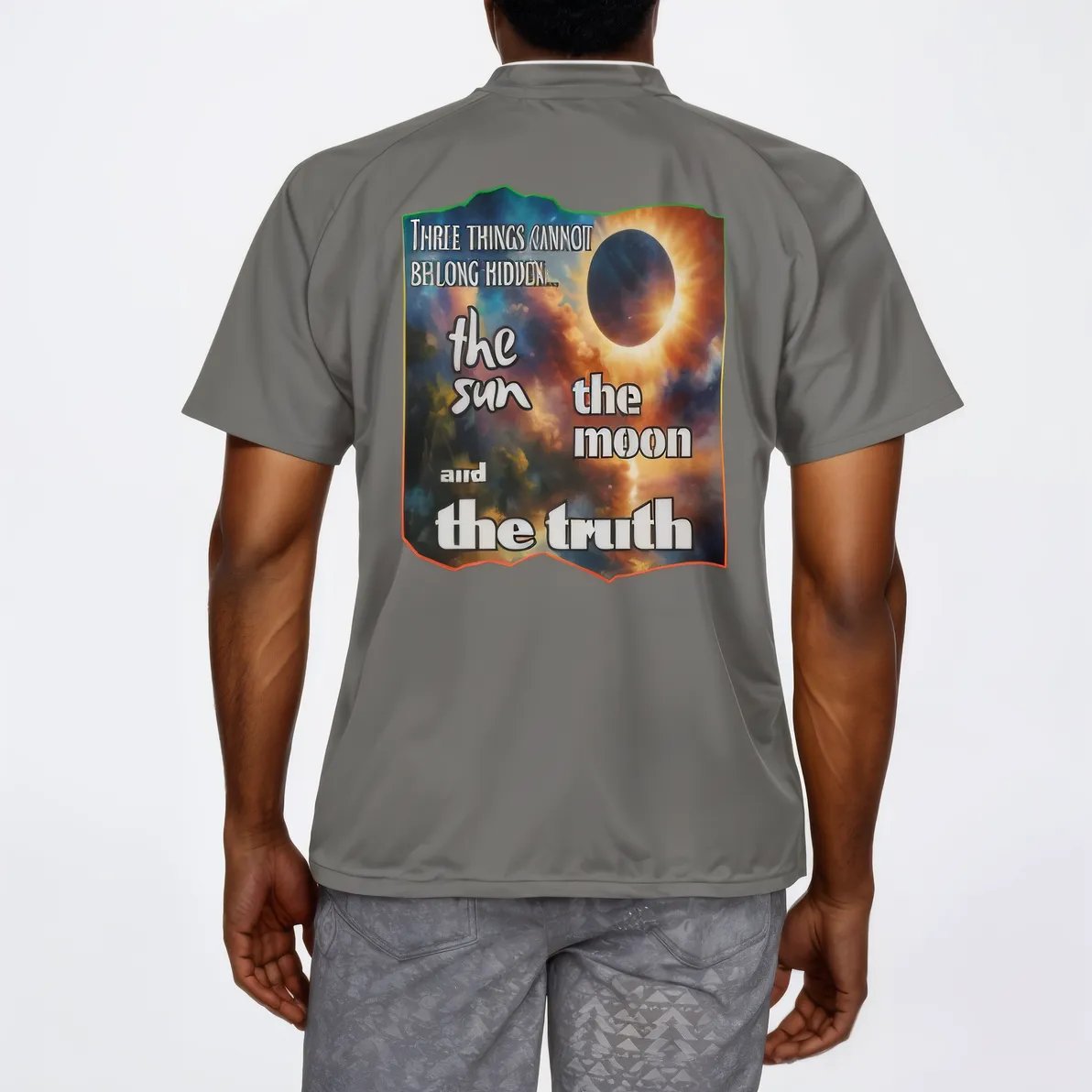 Men's V-Neck Polyester T-Shirt "The Sun, The Moon, The Truth"