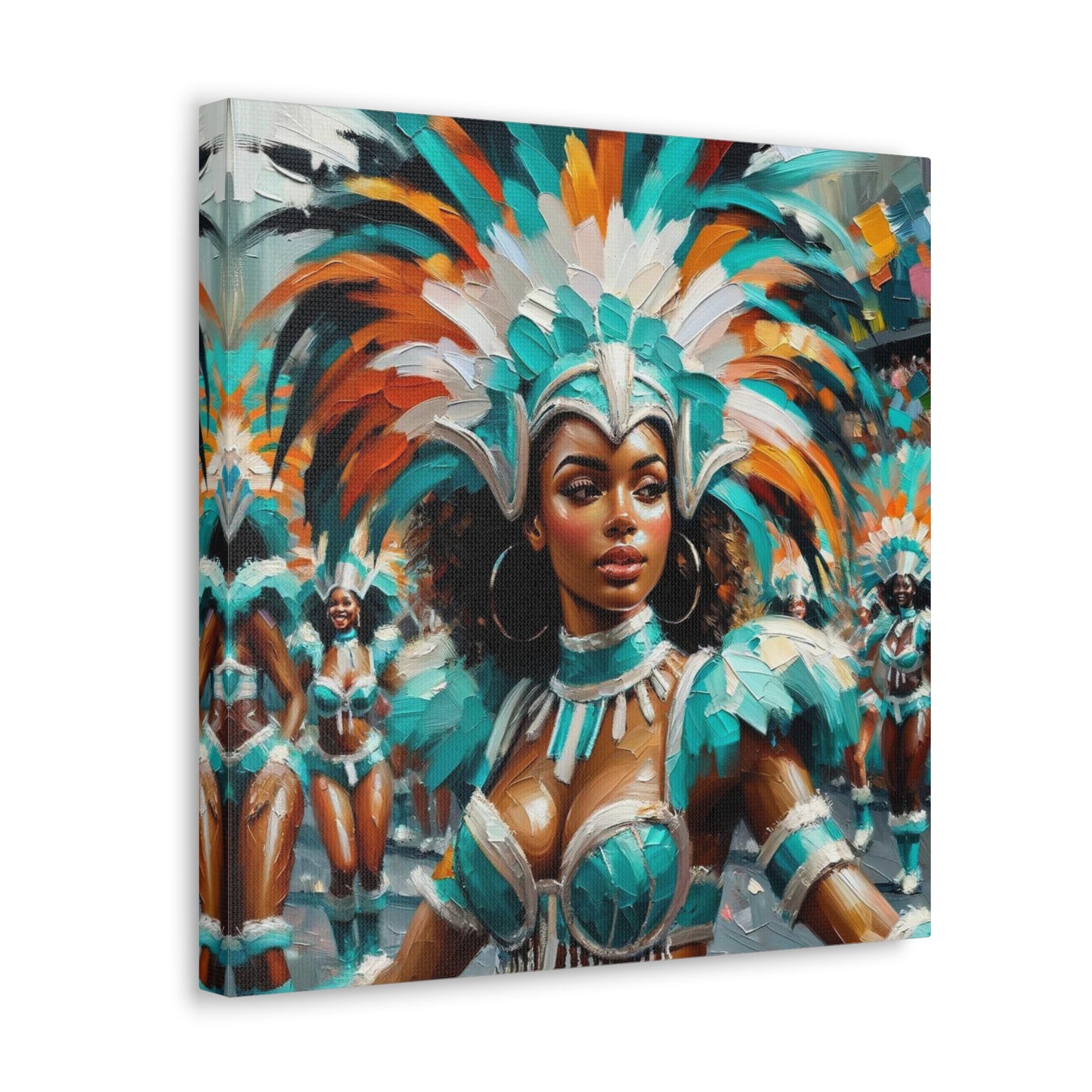 Art Print#6 of Trini Masquerader, Carnival, Oil Finish, West Indian Ethnicity, Cultural, Heritage, Art, Black Woman, Canvas Gallery Wraps