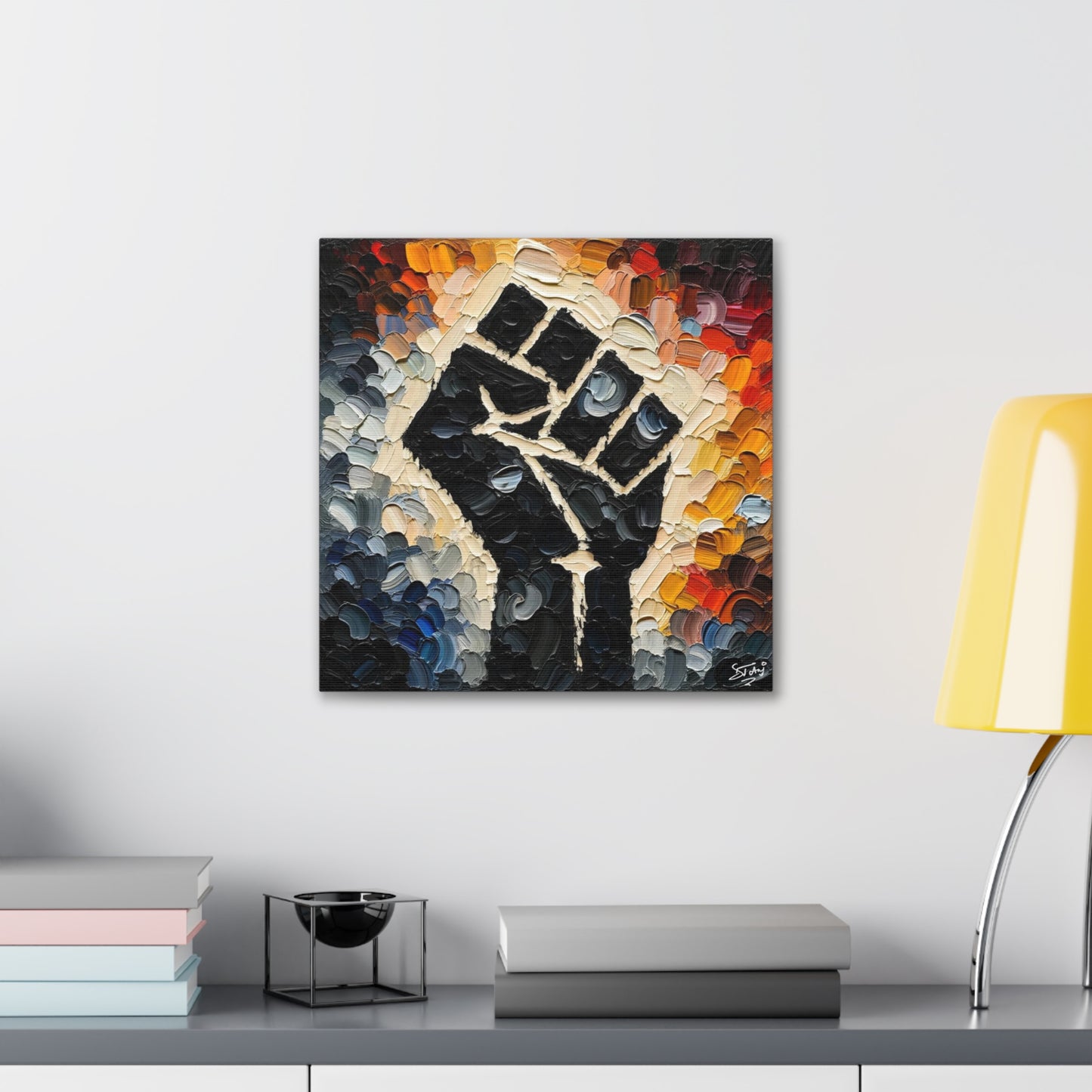 Art Print, Black Hand, Black Power, Oil Finish, Unity, One Love, Semi-Abstract, Canvas Gallery Wrap