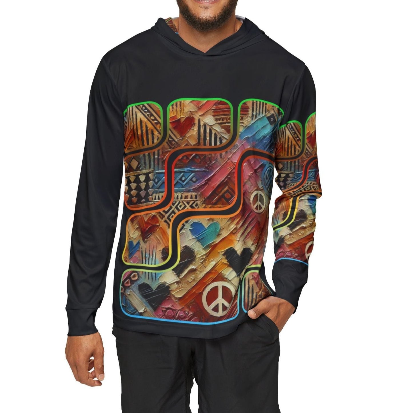 Men's Sports Warmup Hoodie "African Abstract Print"