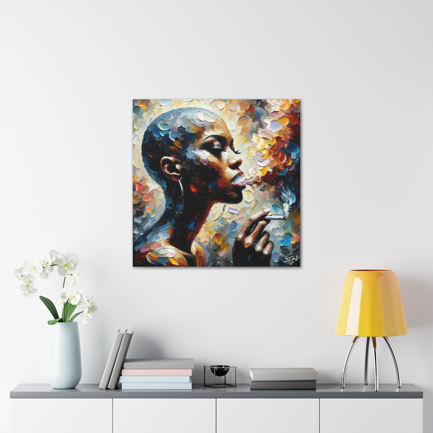 Art Print, Afro-Caribbean Woman, "Confident" Oil Finish, West Indian Ethnicity, Cultural, Heritage, Abstract, Canvas Gallery Wrap