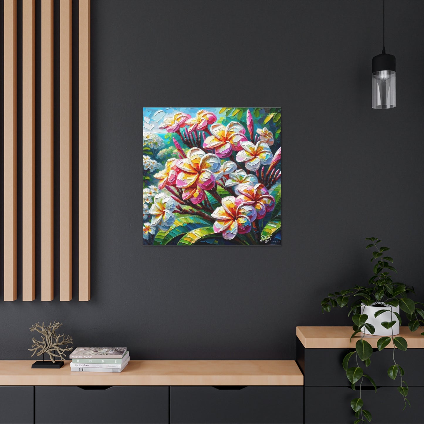 Art Print of Tropical Flowers, Oil Finish, West Indian Art, Canvas Gallery Wraps