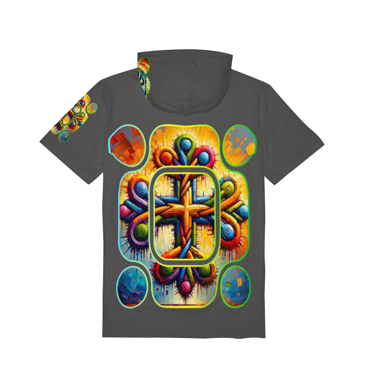 Men’s Cotton Hooded T-Shirt "Unity Abstract Print"