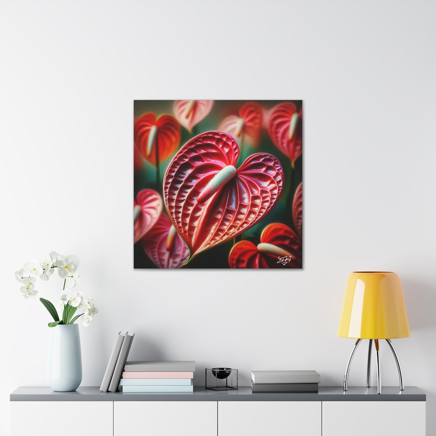 Print #2 of Anthurium flowers with a vibrant, oil-painted finish, Canvas Gallery Wraps