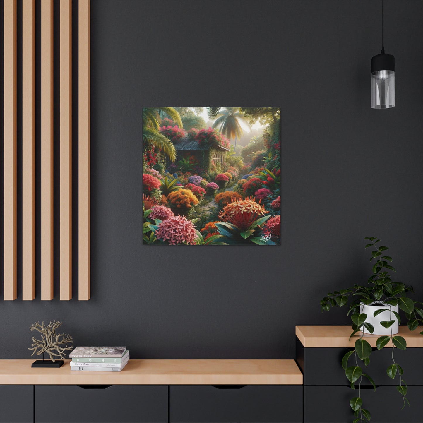 Oil Print of Ixora Garden in The Caribbean, Vibrant and Vivid Colors of Ixora flowers, Trinidad and Tobago, Canvas Gallery Wraps