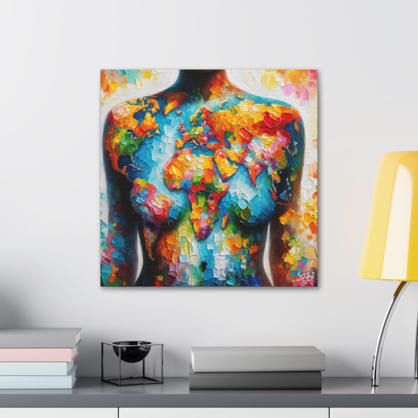 Art Print, African Woman, "World Unity," Oil Finish, One Love, West Indian Ethnicity, Cultural, Heritage, Semi-Abstract, Canvas Gallery Wrap