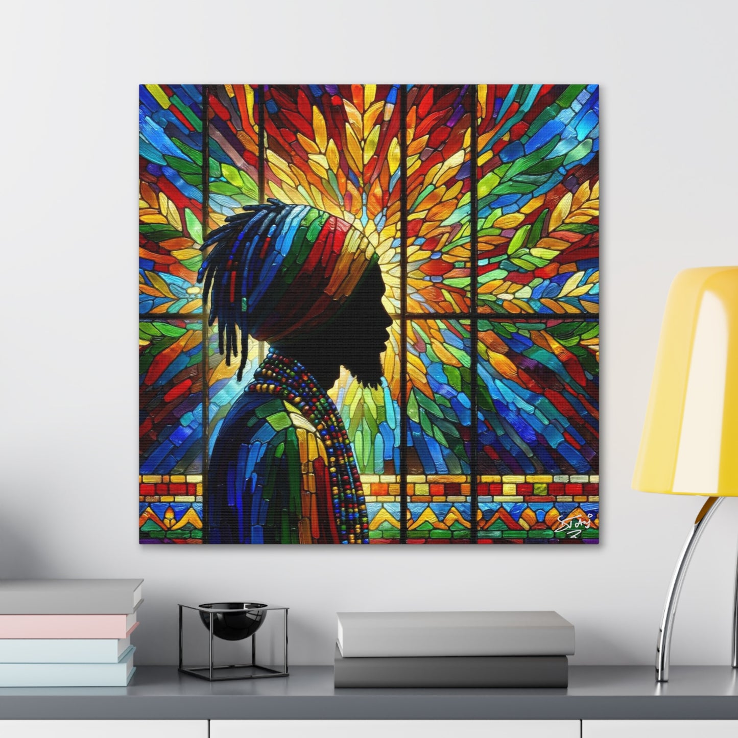 Art Print, Dreadlocks-Caribbean Man, Silhouette, Oil Finish, West Indian Ethnicity, Cultural, Heritage, Semi-Abstract, Canvas Gallery Wrap