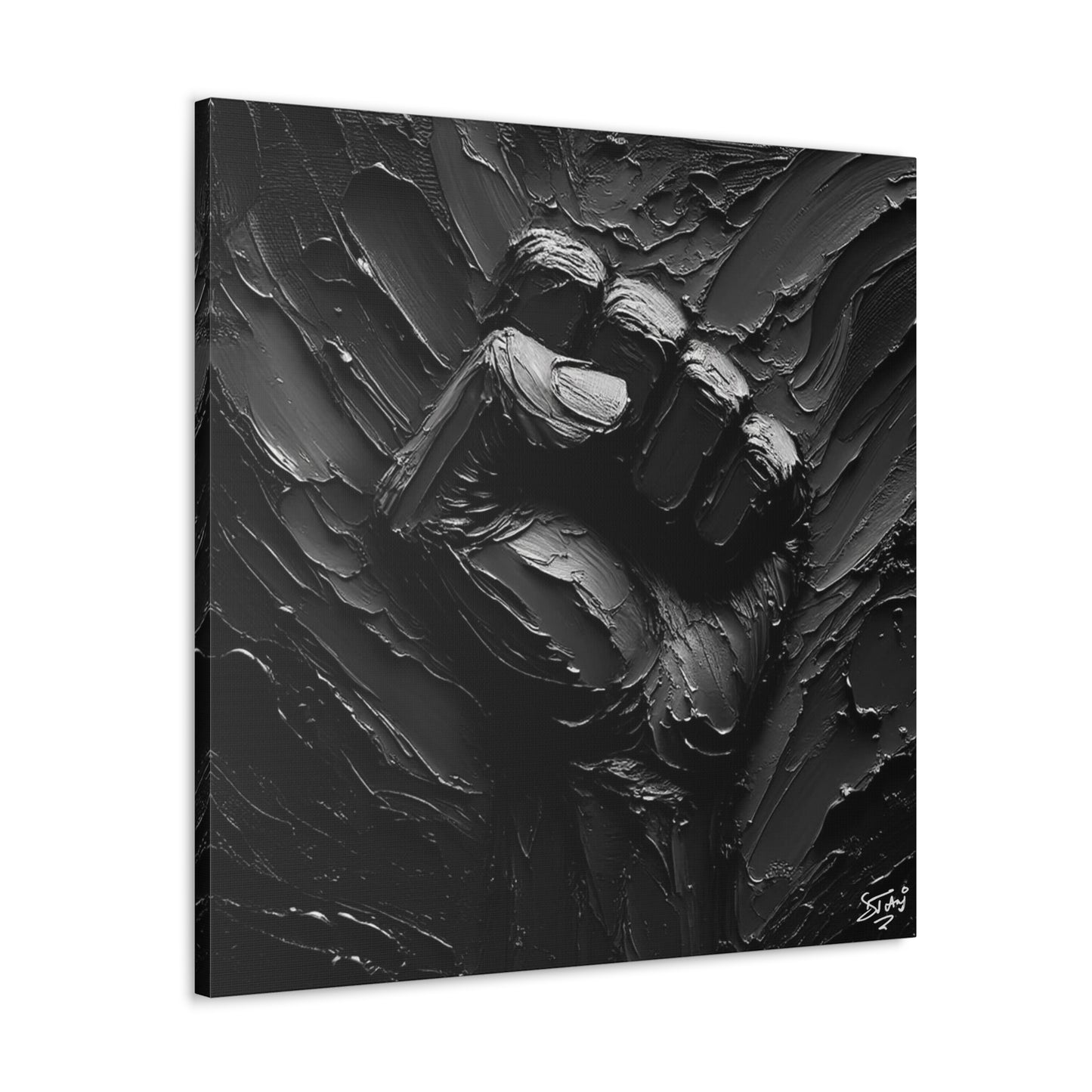 Art Print, Black Hand, Black Power, Oil Finish, Unity, One Love, Semi-Abstract, Canvas Gallery Wrap