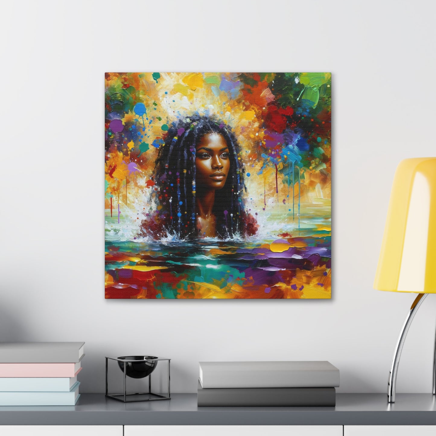 Art Print#3 of Trini Woman - Chilling in the Caribbean Sea, Oil Finish, West Indian Ethnicity, Cultural, Heritage Art, Canvas Gallery Wraps