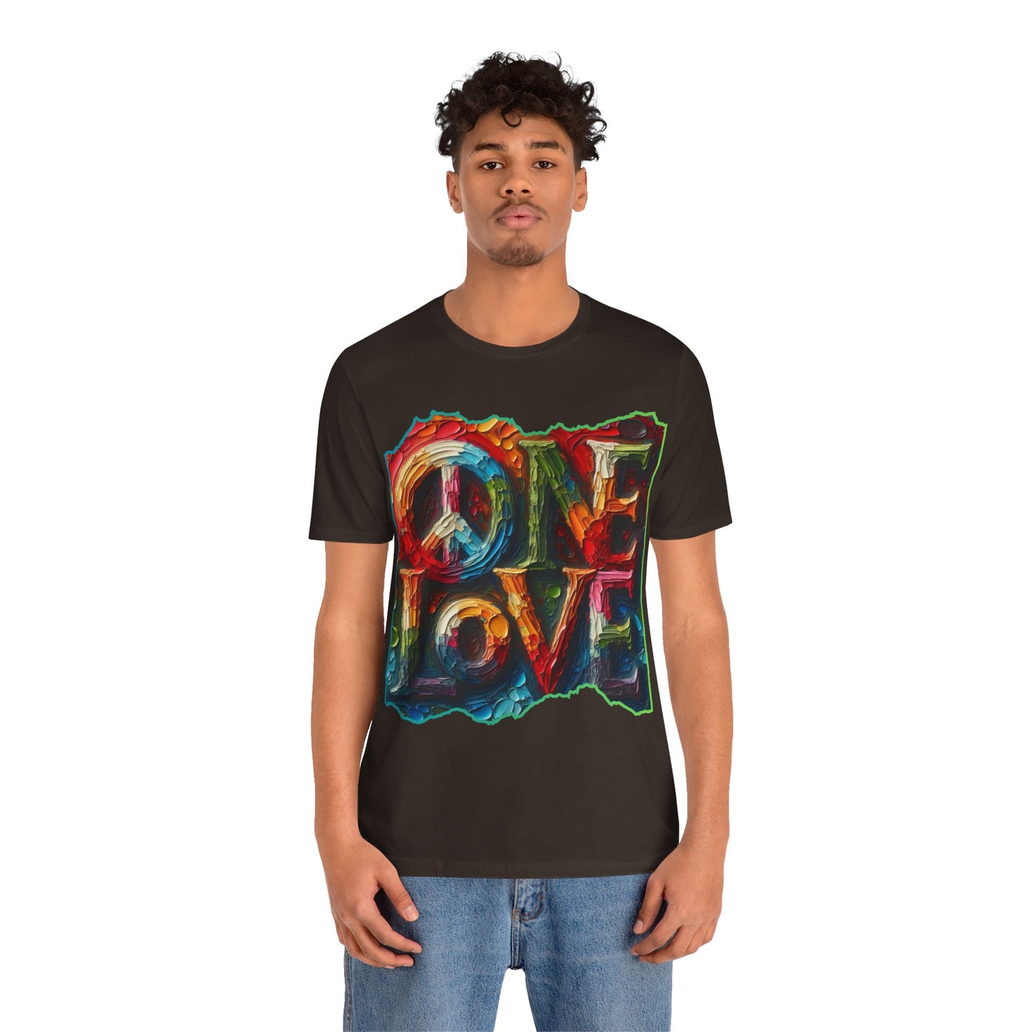 Unisex Jersey Short Sleeve Tee, "One Love" Imposter Syndrome, Mental Wellness, Stress Relief, Self-Awareness, Unity, Inclusion, Anti-Racism, One Love, Inclusion, DEI, Diversity