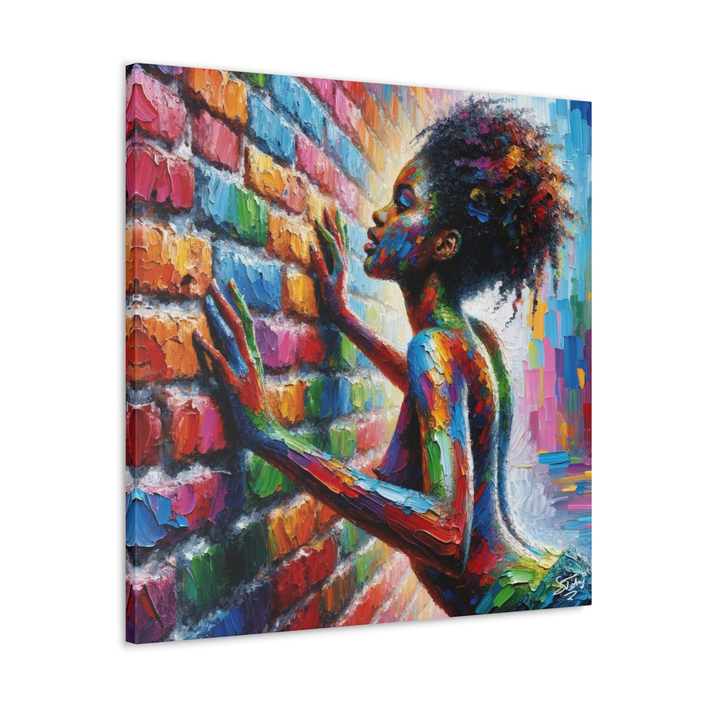 Art Print, Afro-Caribbean Woman "In Paint," (8) Oil Finish, West Indian Ethnicity, Cultural, Heritage, Semi-Abstract, Canvas Gallery Wrap