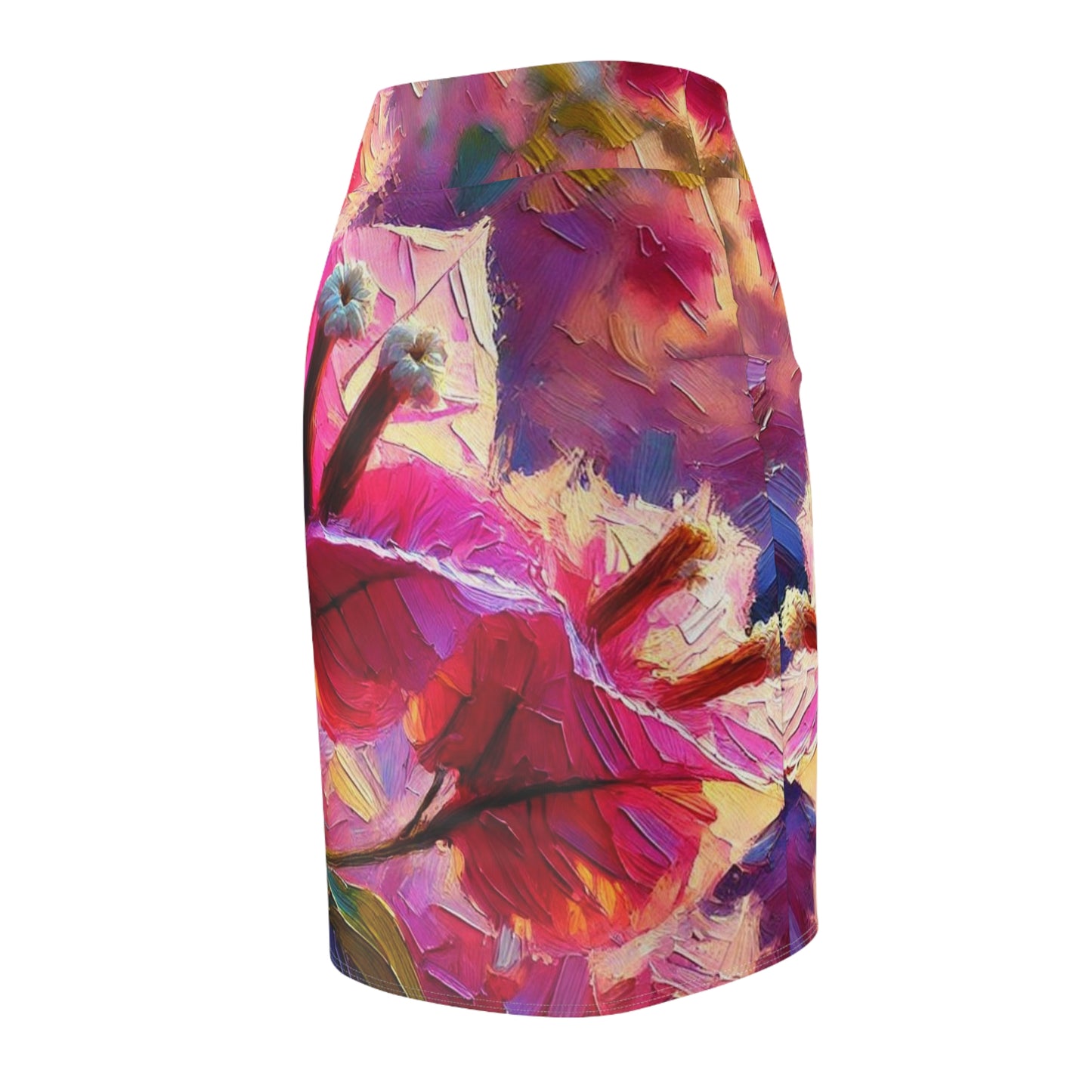 Women's Pencil Skirt (AOP) Pink Bougainvillea Print