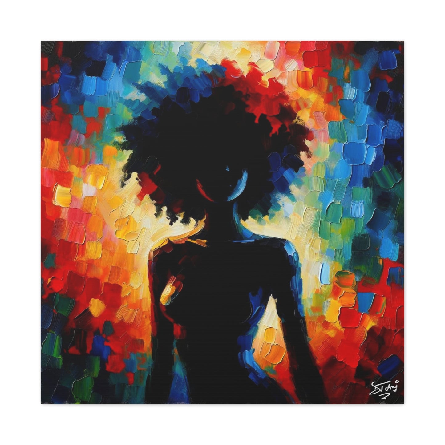 Art Print, Afro-Caribbean Woman, Silhouette, Oil Finish, West Indian Ethnicity, Cultural, Heritage, Abstract, Canvas Gallery Wrap