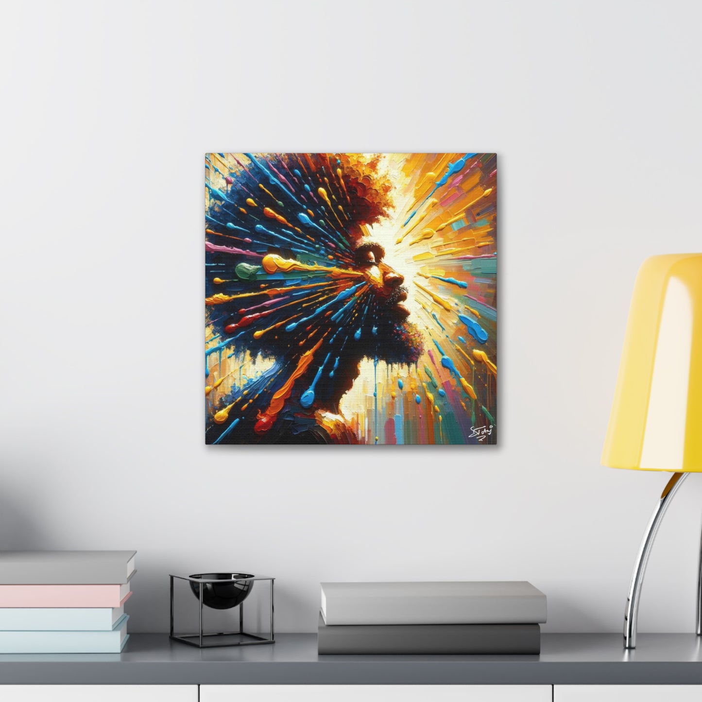 Art Print, Afro-Caribbean Man, "Seeing the Light" Oil Finish, West Indian Ethnicity, Cultural, Heritage, Abstract, Canvas Gallery Wrap