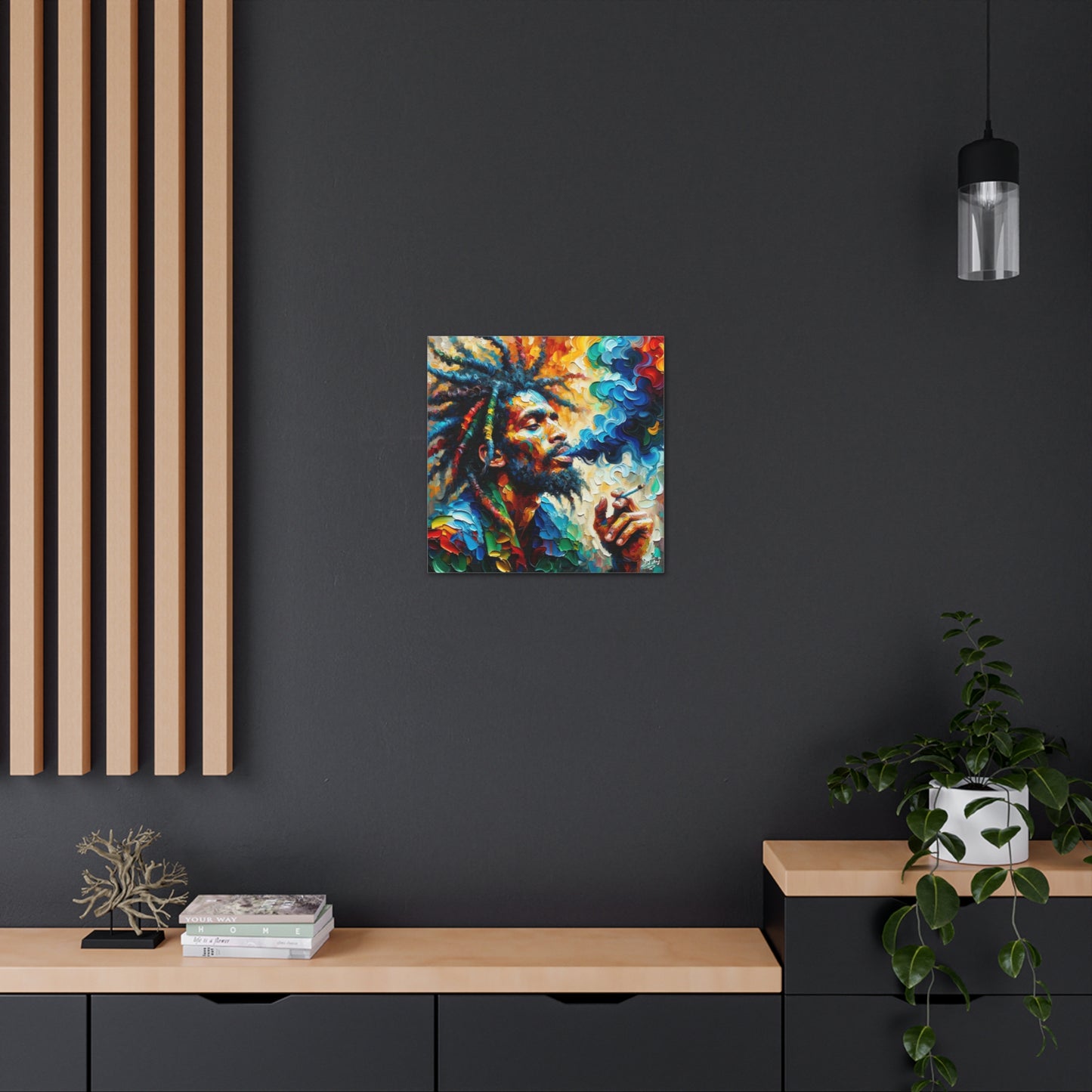 Art Print of Rastaman, Oil Finish, West Indian Ethnicity, Cultural, Heritage, Afro-Caribbean Man, Semi-Abstract, Canvas Gallery Wrap