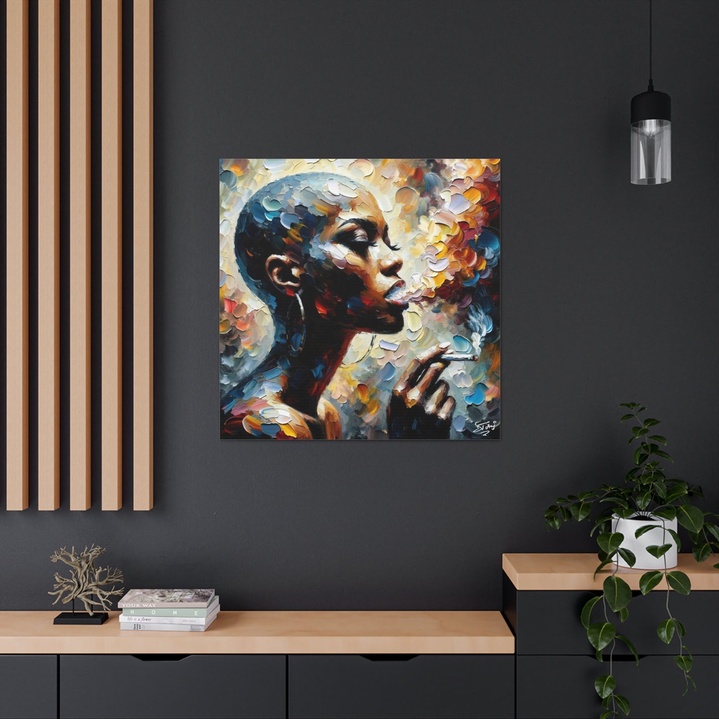 Art Print, Afro-Caribbean Woman, "Confident" Oil Finish, West Indian Ethnicity, Cultural, Heritage, Abstract, Canvas Gallery Wrap