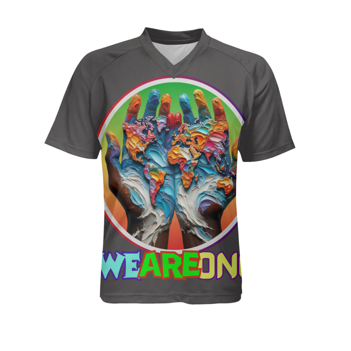 Men's V-Neck Polyester T-Shirt "We Are One"