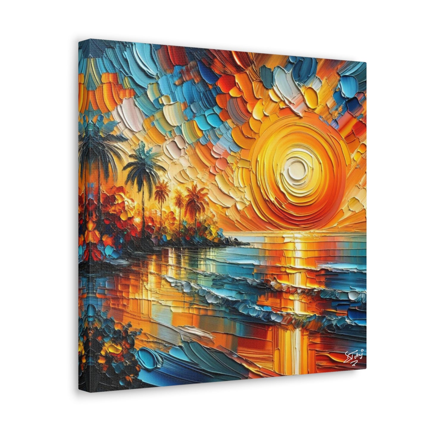 Art Print of Caribbean Sunset Beach Scene, West Indian Art, Canvas Gallery Wraps