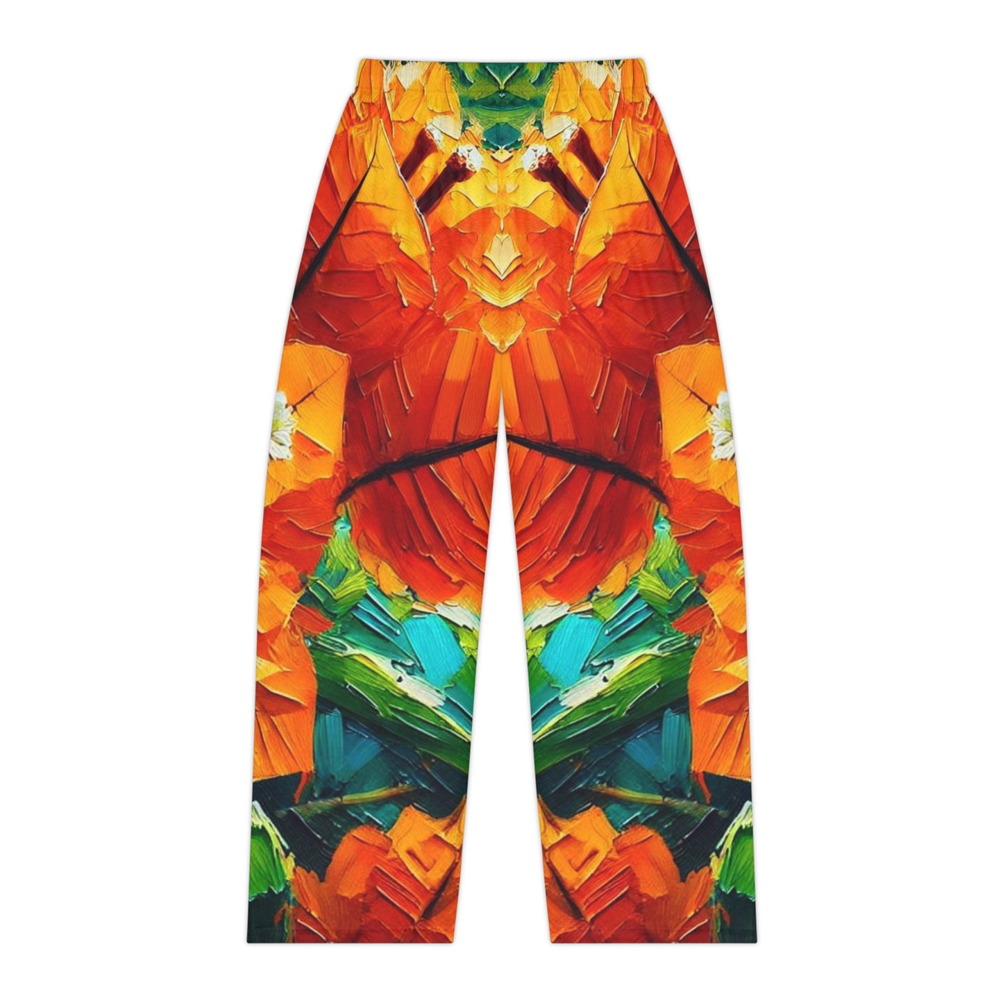 Women's Brushed Polyester Lounge Pants (AOP) Orange Floral Print