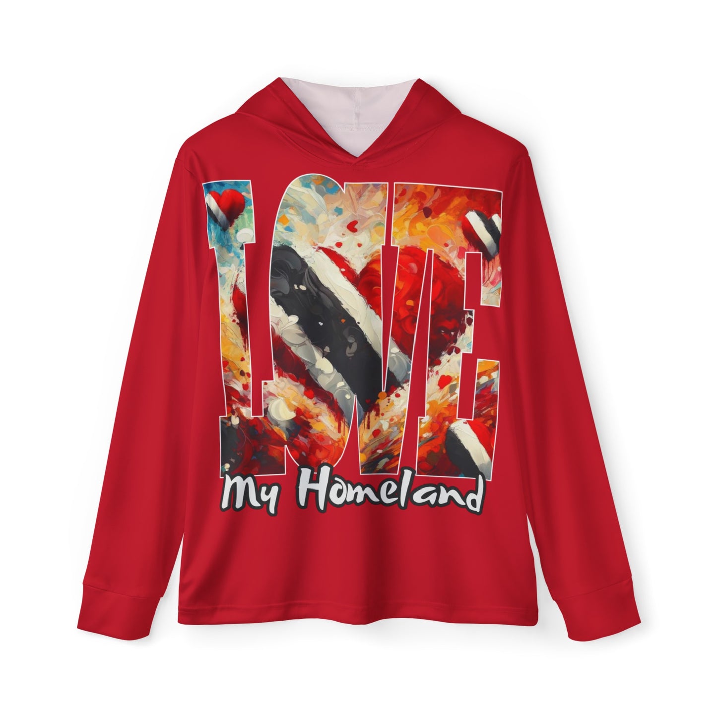 Men's Sports Warmup Hoodie (AOP), "Love My Homeland (Trinidad)"