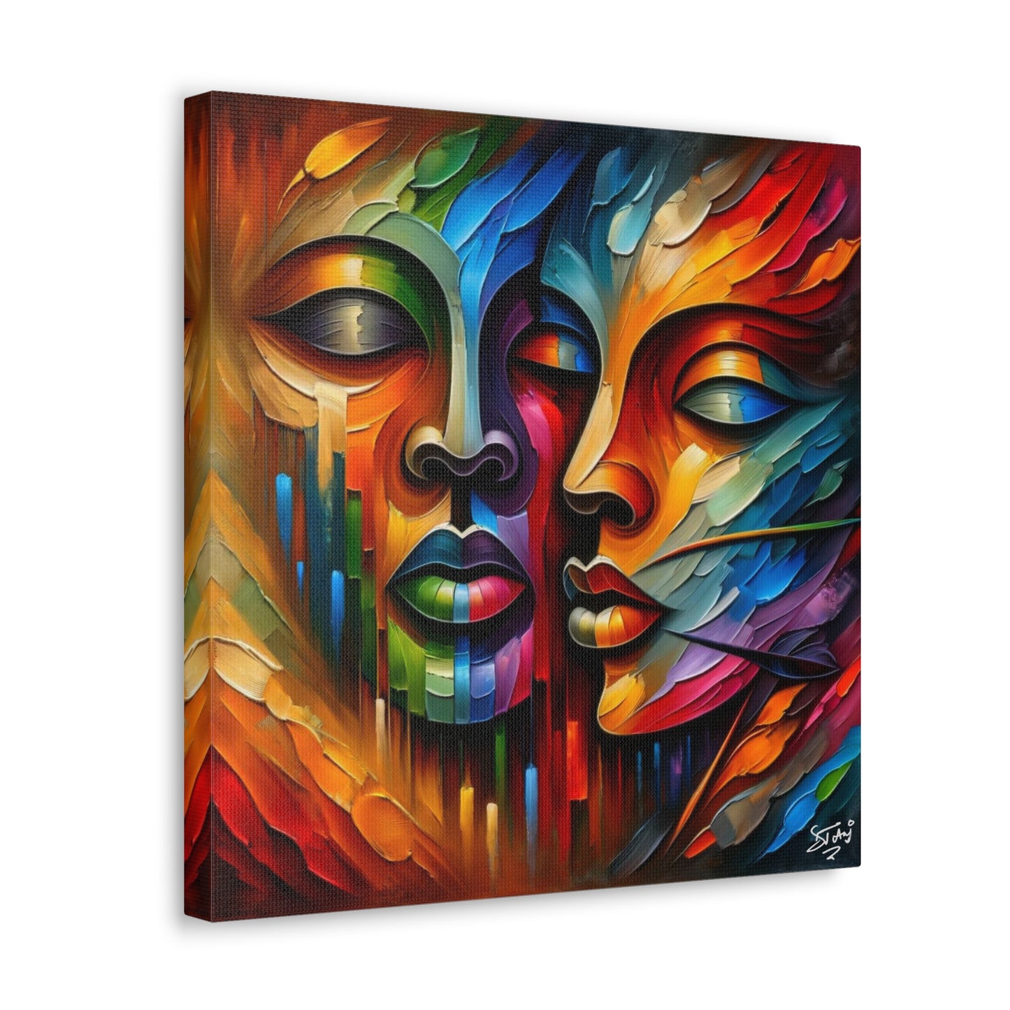 Art Print, Afro-Caribbean Masks, Oil Finish, Carnival,  West Indian Ethnicity, Cultural, Heritage, Semi-Abstract, Canvas Gallery Wrap