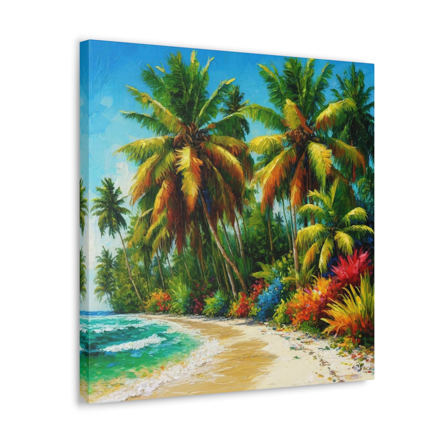 Art Print of Caribbean Beach Scene, Oil Painting, West Indian Art, Canvas Gallery Wraps