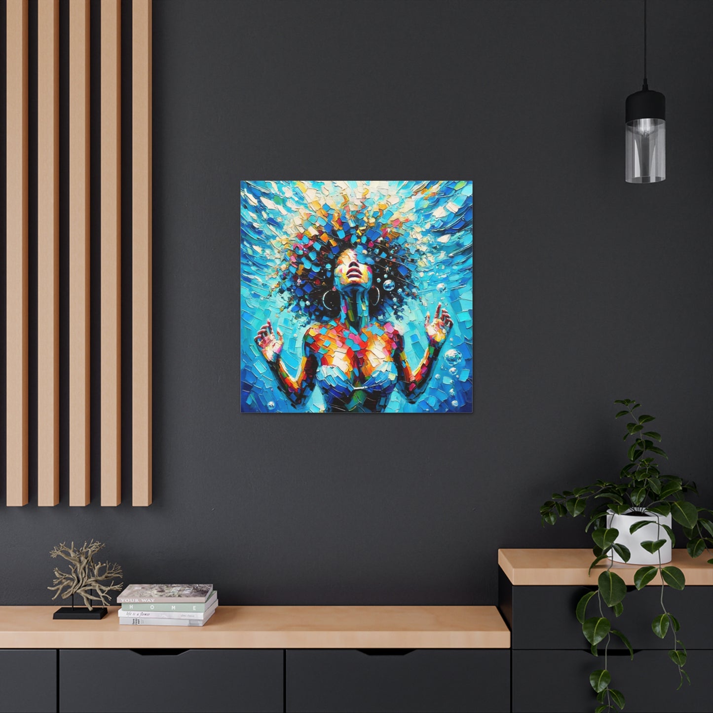 Art Print, Afro-Caribbean Woman, "Submerged" Abstract Oil Finish, West Indian Ethnicity, Cultural, Heritage, Abstract, Canvas Gallery Wrap