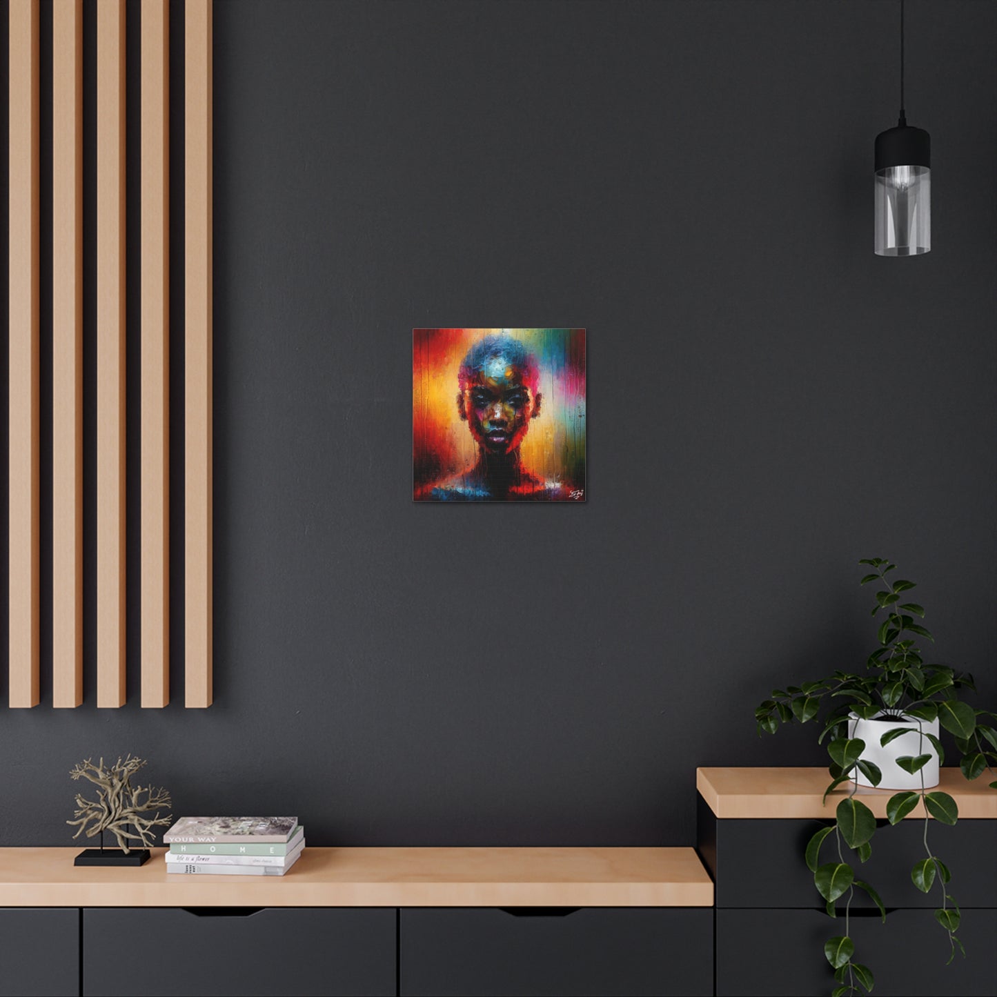 Art Print, Afro-Caribbean Woman in Sauna (2), Oil Finish, West Indian Ethnicity, Cultural, Heritage, Semi-Abstract, Canvas Gallery Wrap