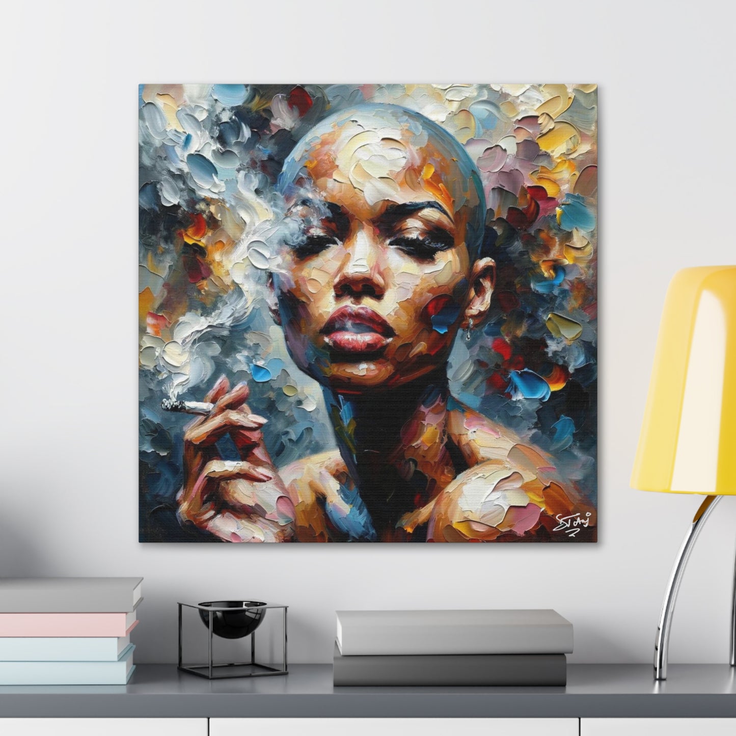 Art Print, Afro-Caribbean Woman, "Confident" Oil Finish, West Indian Ethnicity, Cultural, Heritage, Abstract, Canvas Gallery Wrap