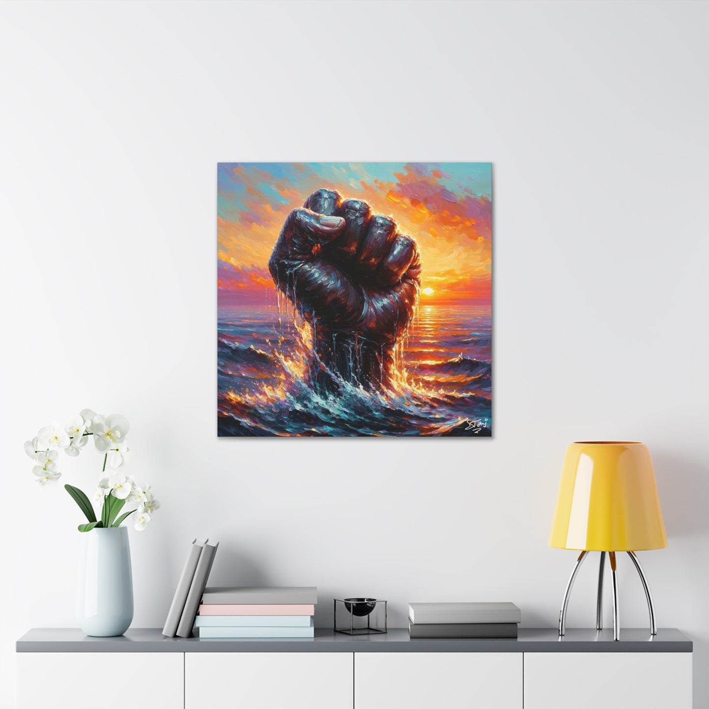 Art Print, Afro-Caribbean Man, Oil Finish, Unity, One Love, Semi-Abstract, Canvas Gallery Wrap