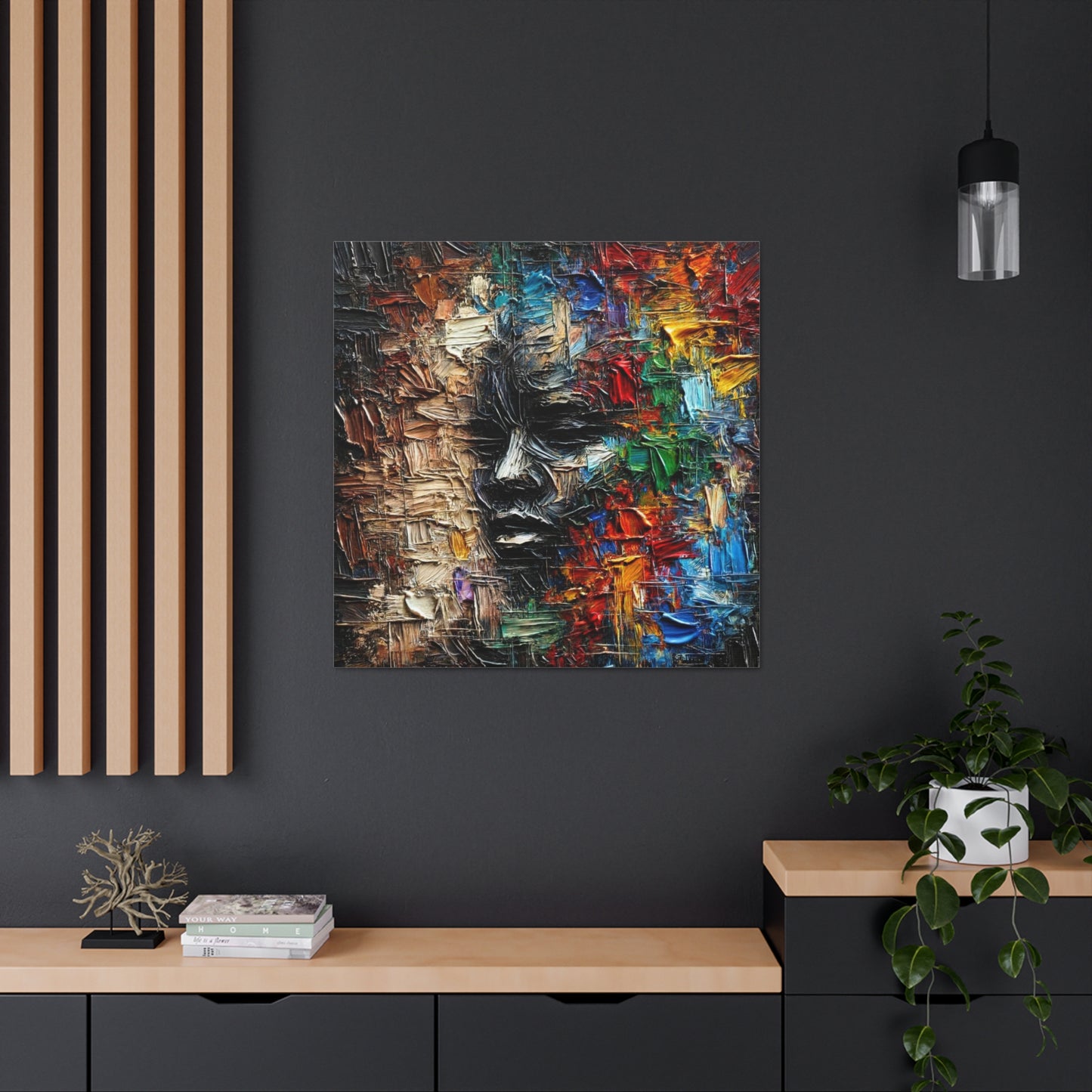 Art Print, African Print, Black Power, African Mask, Abstract Oil Finish, Unity, One Love, Canvas Gallery Wrap