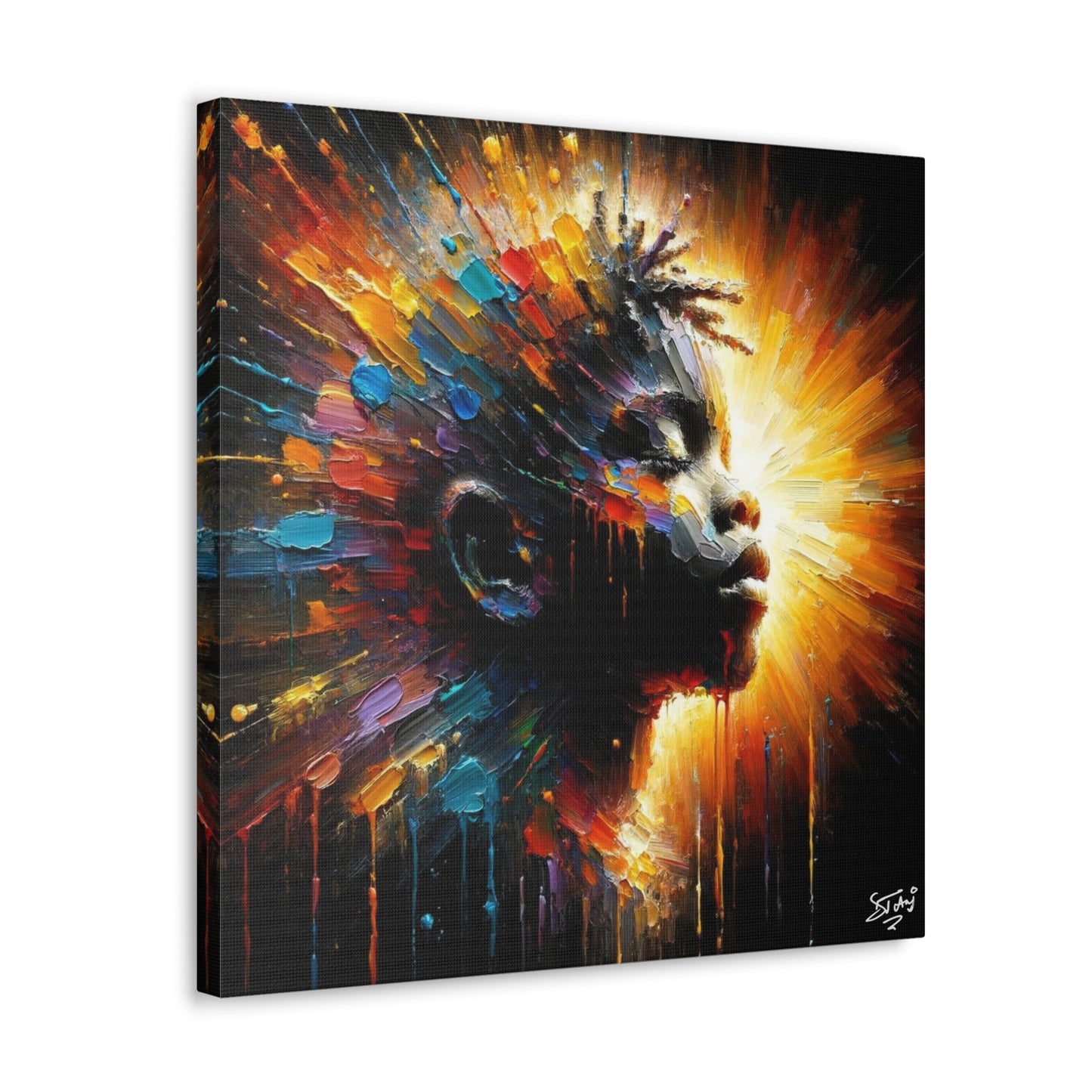 Art Print, Afro-Caribbean Boy, Oil Finish, West Indian Ethnicity, Cultural, Heritage, Semi-Abstract, Canvas Gallery Wrap