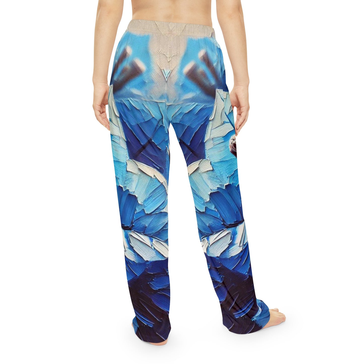 Women's Brushed Polyester Lounge Pants (AOP) Blue Floral Print