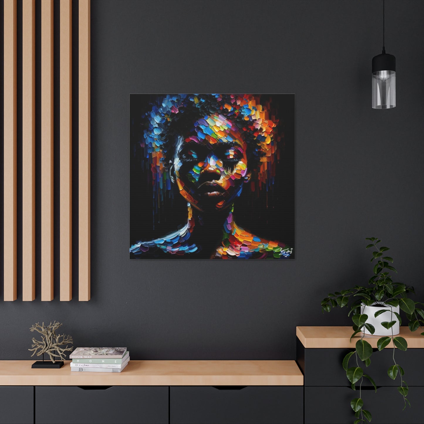 Art Print, Afro-Caribbean Woman "In Silhouette," Oil Finish, West Indian Ethnicity, Cultural, Heritage, Semi-Abstract, Canvas Gallery Wrap